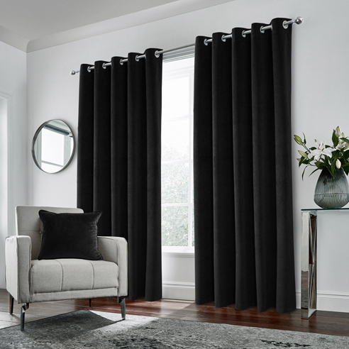 Hampton (Blackout) Eyelet, Black - Ready Made Curtains - Image 3